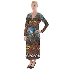 Colorful Verona Olive Tree Velvet Maxi Wrap Dress by ConteMonfrey