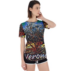 Colorful Verona Olive Tree Perpetual Short Sleeve T-shirt by ConteMonfrey