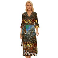 Colorful Verona Olive Tree Midsummer Wrap Dress by ConteMonfrey