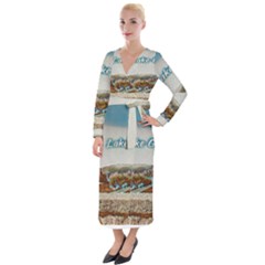 Malcesine Castle On Lake Garda Velvet Maxi Wrap Dress by ConteMonfrey