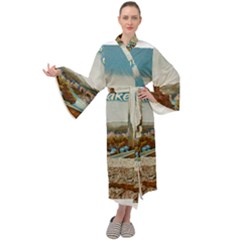Malcesine Castle On Lake Garda Maxi Velour Kimono by ConteMonfrey