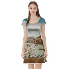 Birds And People On Lake Garda Short Sleeve Skater Dress by ConteMonfrey