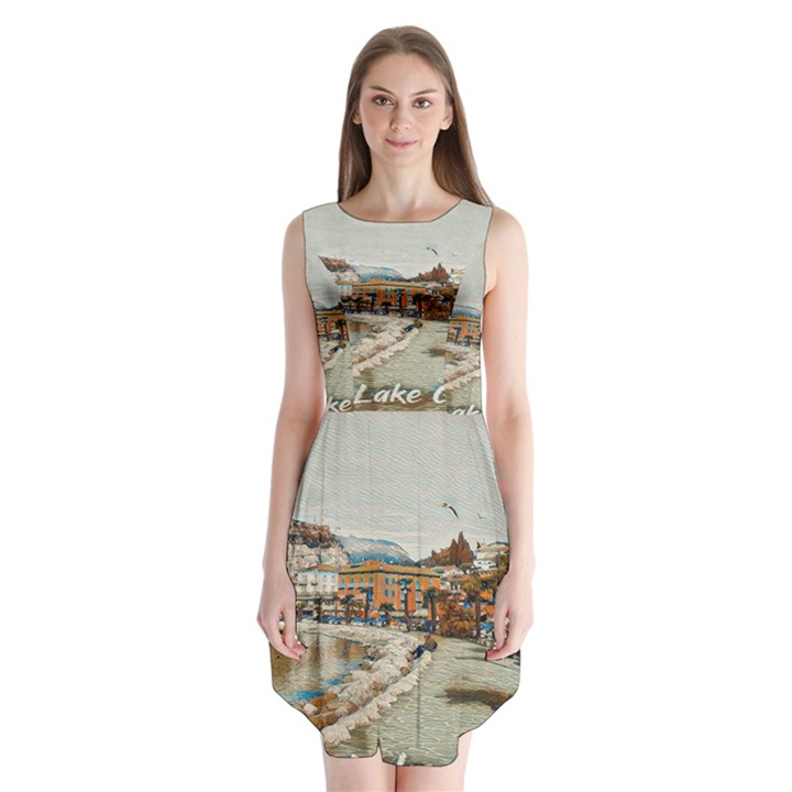 Birds And People On Lake Garda Sleeveless Chiffon Dress  