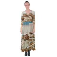 Birds And People On Lake Garda Button Up Maxi Dress by ConteMonfrey