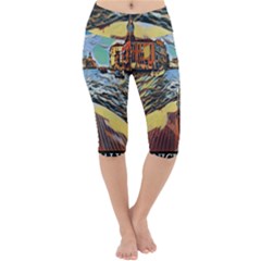 Gondola View   Lightweight Velour Cropped Yoga Leggings by ConteMonfrey