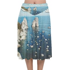 Capri, Italy Vintage Island  Velvet Flared Midi Skirt by ConteMonfrey