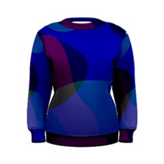 Blue Abstract 1118 - Groovy Blue And Purple Art Women s Sweatshirt by KorokStudios