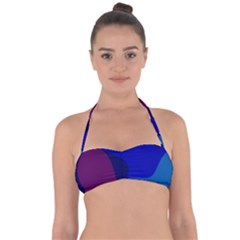 Blue Abstract 1118 - Groovy Blue And Purple Art Halter Bandeau Bikini Top by KorokStudios