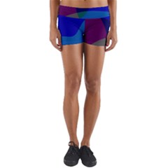 Blue Abstract 1118 - Groovy Blue And Purple Art Yoga Shorts