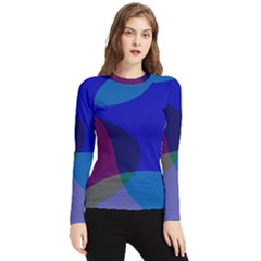 Blue Abstract 1118 - Groovy Blue And Purple Art Women s Long Sleeve Rash Guard by KorokStudios