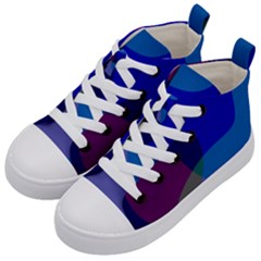 Blue Abstract 1118 - Groovy Blue And Purple Art Kids  Mid-top Canvas Sneakers by KorokStudios