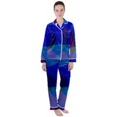 Blue Abstract 1118 - Groovy Blue And Purple Art Women s Long Sleeve Satin Pajamas Set	 by KorokStudios