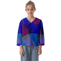 Blue Abstract 1118 - Groovy Blue And Purple Art Kids  Sailor Shirt by KorokStudios