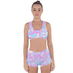 Swimwear Teal Pink Collection Racerback Boyleg Bikini Set by PaperDesignNest