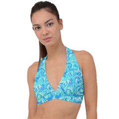 Blue Ocean  Halter Plunge Bikini Top by PaperDesignNest
