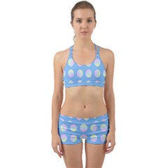 Abstract Stylish Design Pattern Blue Back Web Gym Set by brightlightarts