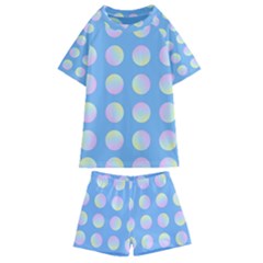 Abstract Stylish Design Pattern Blue Kids  Swim Tee And Shorts Set by brightlightarts