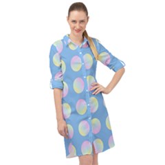 Abstract Stylish Design Pattern Blue Long Sleeve Mini Shirt Dress by brightlightarts