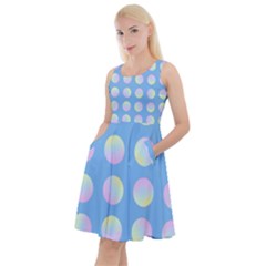 Abstract Stylish Design Pattern Blue Knee Length Skater Dress With Pockets by brightlightarts