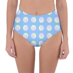 Abstract Stylish Design Pattern Blue Reversible High-waist Bikini Bottoms by brightlightarts