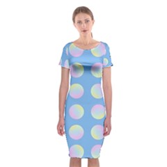 Abstract Stylish Design Pattern Blue Classic Short Sleeve Midi Dress by brightlightarts