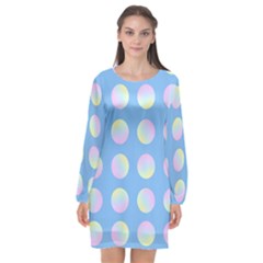 Abstract Stylish Design Pattern Blue Long Sleeve Chiffon Shift Dress  by brightlightarts