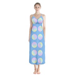 Abstract Stylish Design Pattern Blue Button Up Chiffon Maxi Dress by brightlightarts