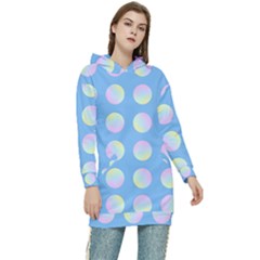 Abstract Stylish Design Pattern Blue Women s Long Oversized Pullover Hoodie by brightlightarts