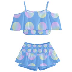 Abstract Stylish Design Pattern Blue Kids  Off Shoulder Skirt Bikini by brightlightarts