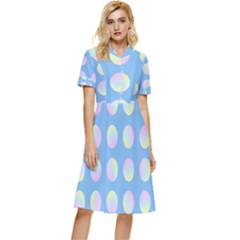 Abstract Stylish Design Pattern Blue Button Top Knee Length Dress by brightlightarts