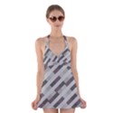 Pale Multicolored Stripes Pattern Halter Dress Swimsuit  View1