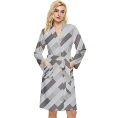 Pale Multicolored Stripes Pattern Long Sleeve Velour Robe