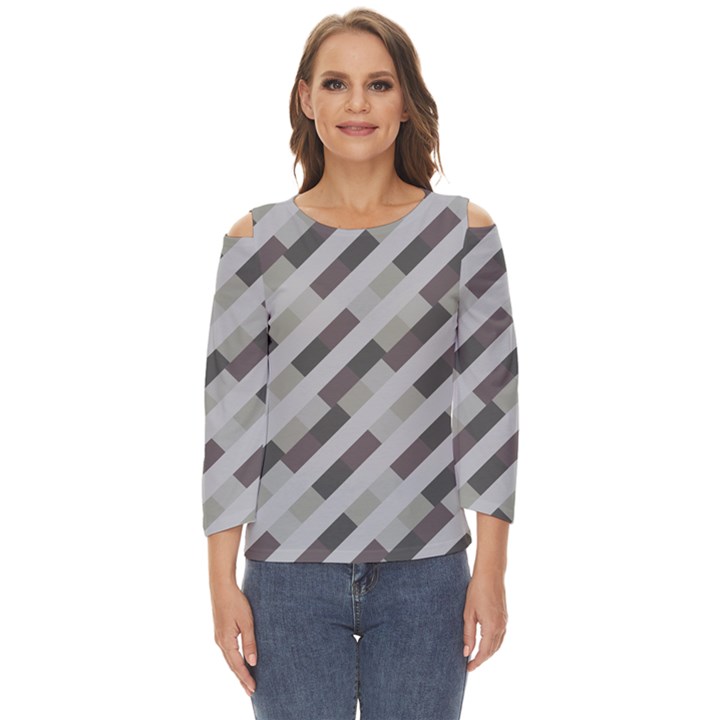 Pale Multicolored Stripes Pattern Cut Out Wide Sleeve Top