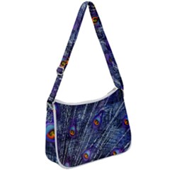 Peacock-feathers-color-plumage Blue Zip Up Shoulder Bag by danenraven