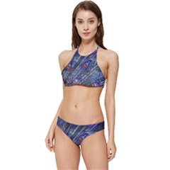 Peacock-feathers-color-plumage Blue Banded Triangle Bikini Set by danenraven