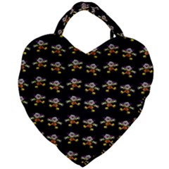 Dancing Clowns Black Giant Heart Shaped Tote by TetiBright