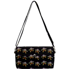 Dancing Clowns Black Removable Strap Clutch Bag by TetiBright
