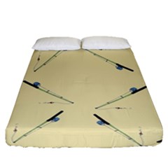 Fishing Rods Pattern Brown Fitted Sheet (queen Size) by TetiBright