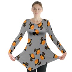 Pumpkin Heads With Hat Gray Long Sleeve Tunic  by TetiBright