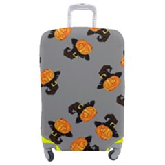 Pumpkin Heads With Hat Gray Luggage Cover (medium) by TetiBright