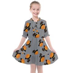 Pumpkin Heads With Hat Gray Kids  All Frills Chiffon Dress by TetiBright