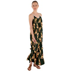 Pizza Slices Pattern Green Cami Maxi Ruffle Chiffon Dress by TetiBright