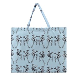 Jogging Lady On Blue Zipper Large Tote Bag by TetiBright