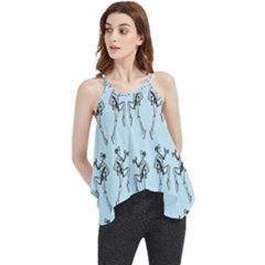 Jogging Lady On Blue Flowy Camisole Tank Top