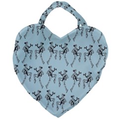 Jogging Lady On Blue Giant Heart Shaped Tote by TetiBright