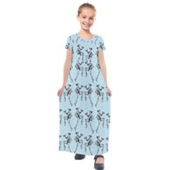 Jogging Lady On Blue Kids  Short Sleeve Maxi Dress by TetiBright