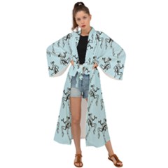 Jogging Lady On Blue Maxi Kimono by TetiBright