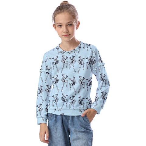 Jogging Lady On Blue Kids  Long Sleeve Tee With Frill  by TetiBright