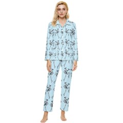 Jogging Lady On Blue Womens  Long Sleeve Velvet Pocket Pajamas Set by TetiBright