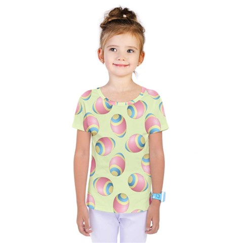 Colorful Easter Eggs Pattern Green Kids  One Piece Tee by TetiBright